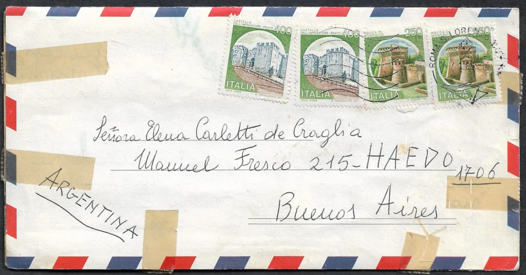 Carta Real Circulada desde Roma - Italia hacia Haedo - Provincia de Buenos Aires - Argentina