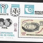 Hoja Block XI Campeonato Mundial de Futbol 1978 - Argentina Campeón - Valor Facial 1000 Pesos