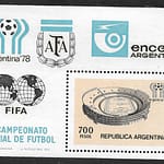 Mundial de Fútbol 1978 - Argentina Hoja Block con Emblemas y Logos de AFA FIFA